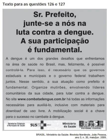 Figura da questão 126 do ENEM 2009